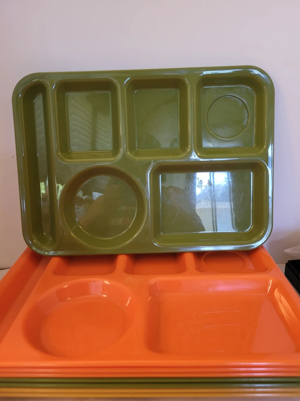 Lot Of 8 1970s SiLite #614 Cafeteria Trays Orange/Gold/Avocado